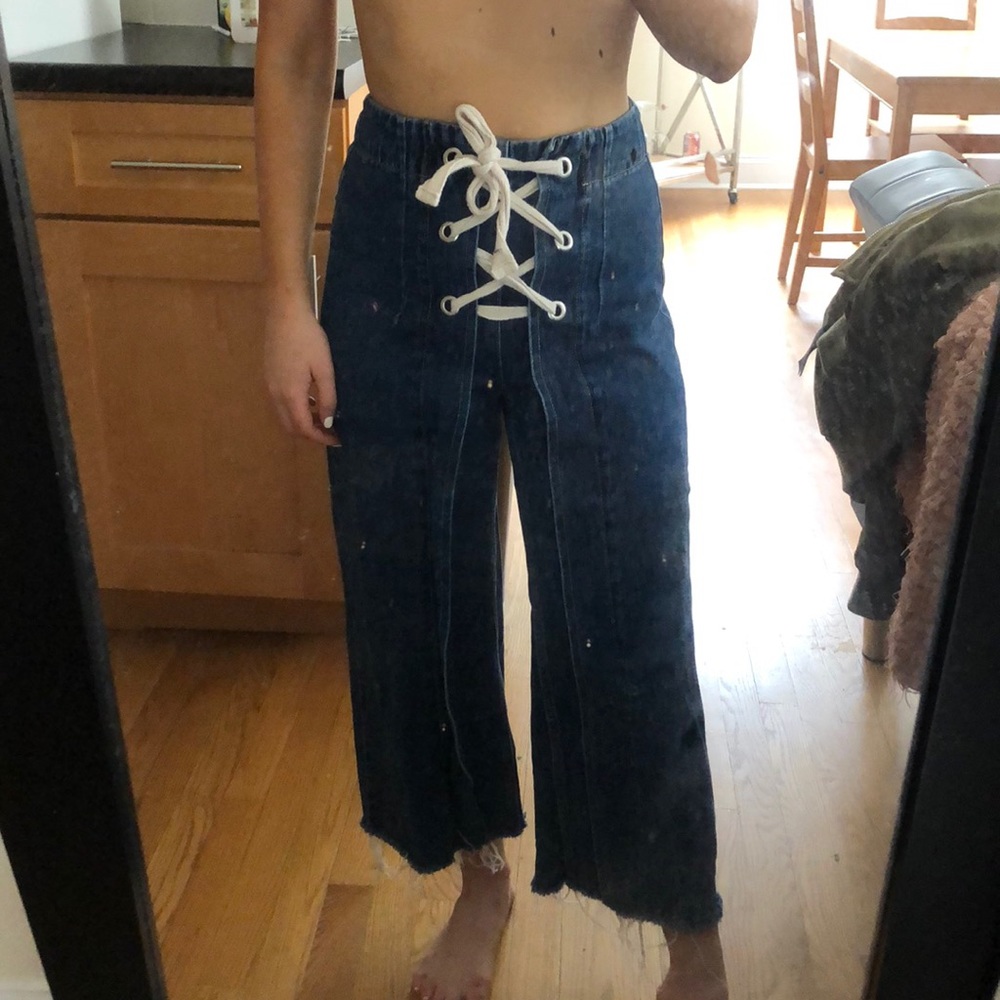 TopShop tie up flare jeans